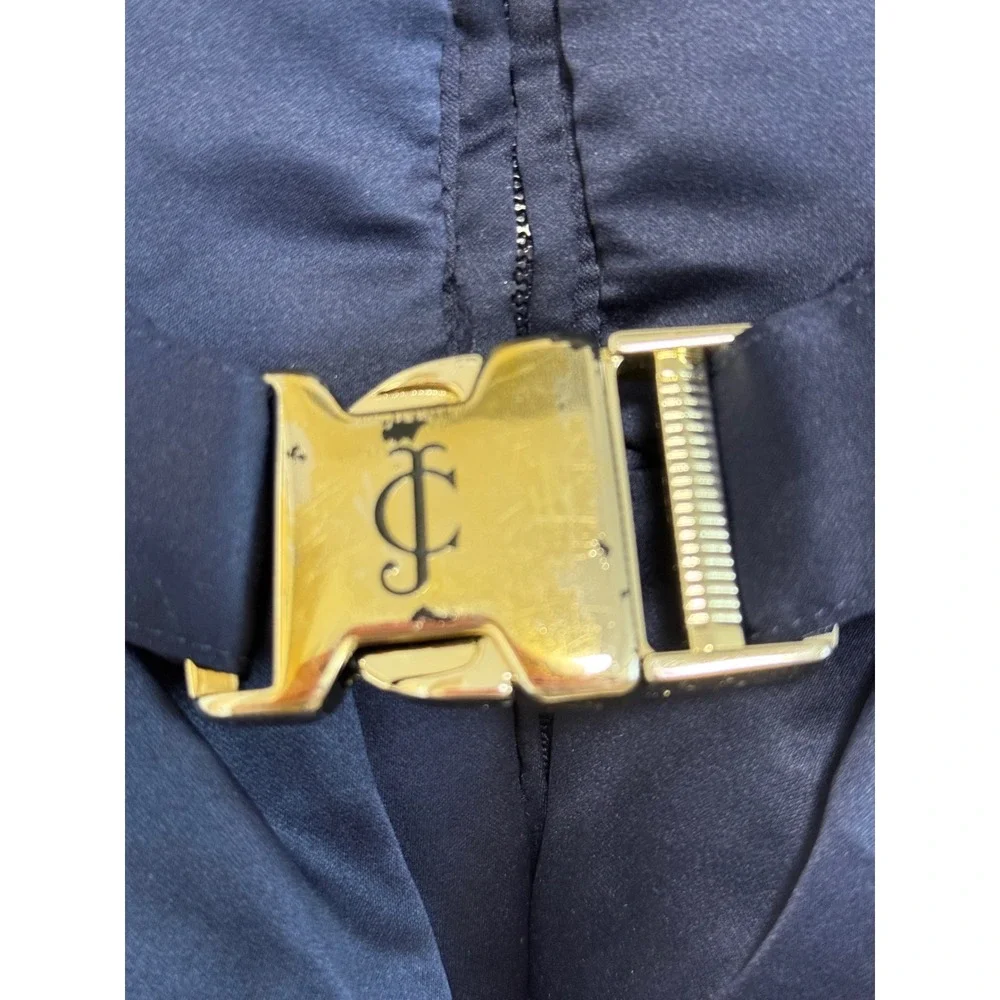 Juicy Couture Kids Navy Blue Puffer Vest Peplum Gold Heart Logo Buckle Belt (5)